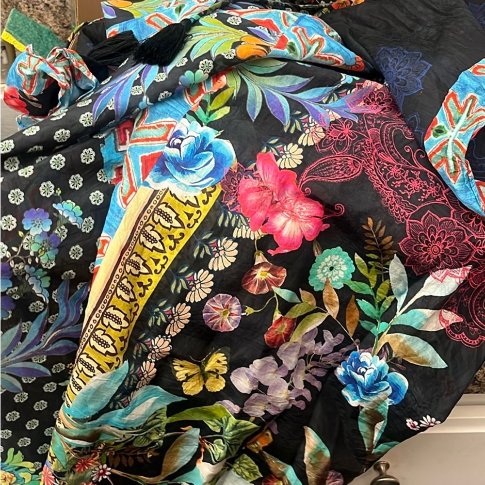 Floral and Geometric Patterned Scarf